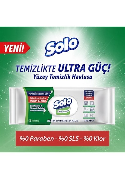 Solo Yüzey Temizlik Havlusu 100 Yaprak Sedir Ağacı&yasemin Esinti 2'li Set