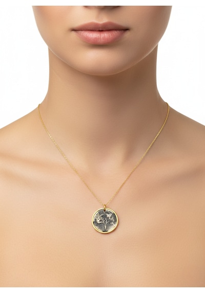 G&A Jewels - Kök Ve Kanat - 925 Ayar Oksitli Yaldız Altın Kaplama Gümüş Kolye Altın