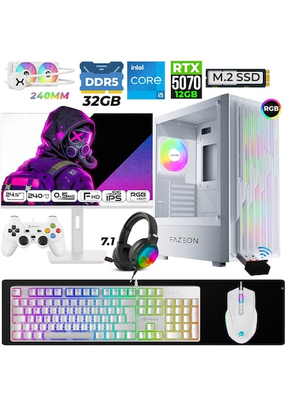 Fazeon Astra X730 i5-14400F 32 GB 1 TB M.2 NVMe SSD 12 GB RTX5070 24.5" Free Dos Masaüstü Oyuncu Bilgisayarı