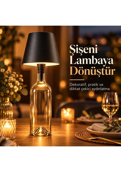 Şişe Tipi Led Masa Lambası Şişe Dahil Değildir , 3 Işık Seçenekli Dokunmatik Dekoratif Aydınlatma, Usb Şarjlı Kablosuz Masa Lambası, Led-l200 Diğer 12781495