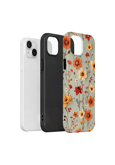 Velvoria Valestra Mercan Çiçek Bahçesi Apple iPhone Uyumlu 15 Darbe Korumalı Kılıf Valestra Select - Mercan Çiçek Bahçesi