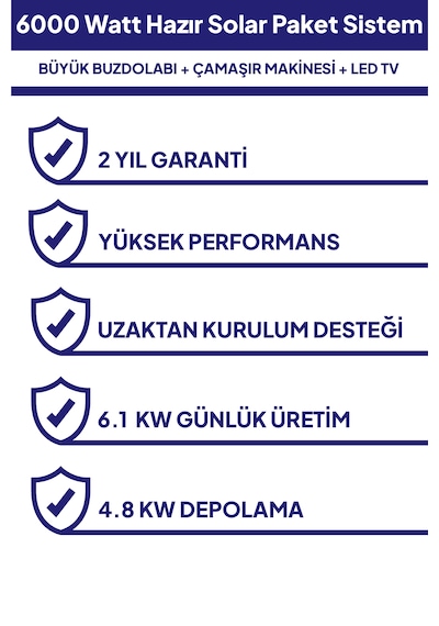 6 Kw 6000 Watt Güneş Enerjisi Hazır Solar Paket Sistem - Half Cut Güneş Panelli