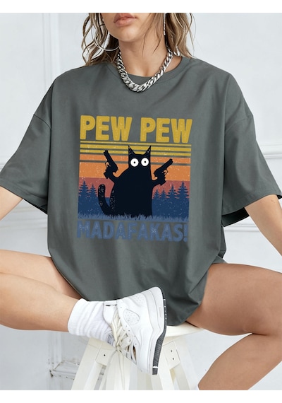 Noıssey Urban Pop Graphic Kadın Tişört Koleksiyonukod 5606 Füme