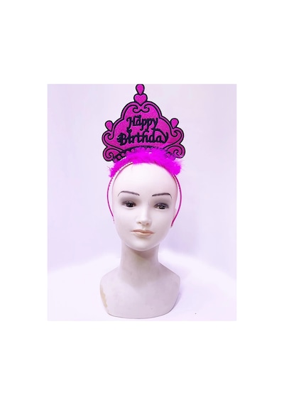 Happy Birthday Neon Fuşya Renk Doğum Günü Tacı 24x15 Cm Çok Renkli