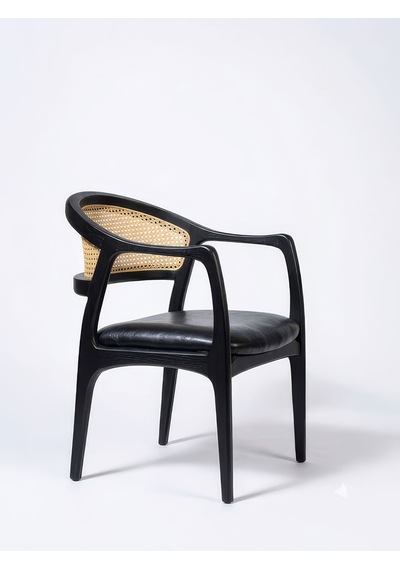 Kensington Rattan İskandinav Ahşap Sandalye Siyah