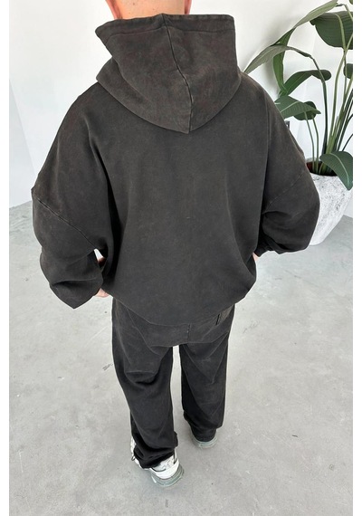 Kahverengi Basic Yıkamalı Oversize Sweatshirt Kahverengi