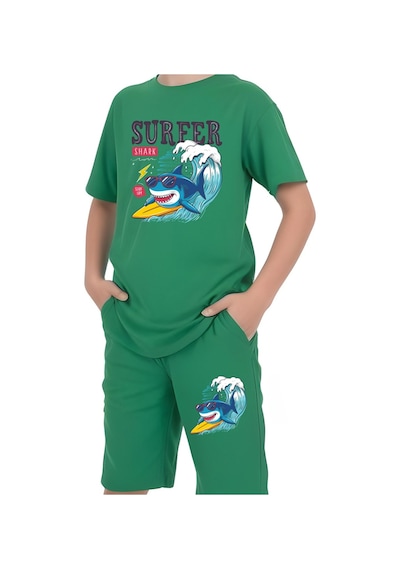 Fyk Kids Erkek Çocuk Tişört-kapri Surfer Baskılı Alt-üst Takım Yeşil