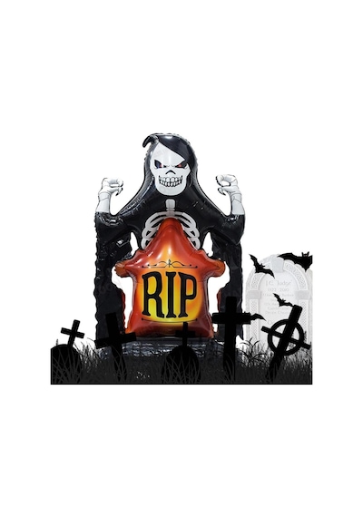 Halloween Cadılar Bayramı Mezar Taşı İskelet Ayaklı Büyük Boy Folyo Balon 110x70 Cm