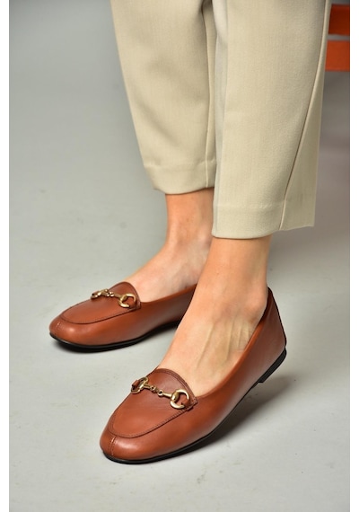 Fox Shoes R667001403 Taba Hakiki Deri Babet Taba