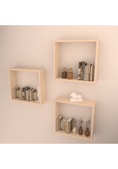 Rafkestir 3 Lü Box Raf Set Krem ( Mat )