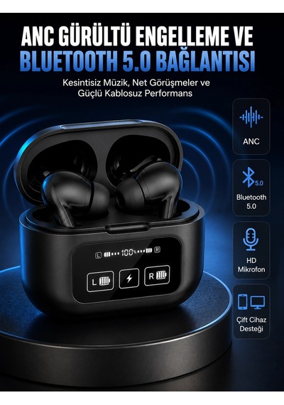 Mey İthalat Yeni Nesil Pro Ekranlı Bluetooth Kulaklık 5.0 Bluetooth