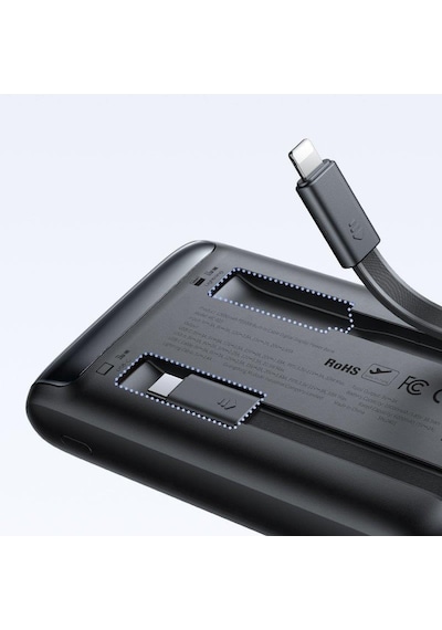 Mcdodo MC-0231 10000 mAh 33W Göstergeli Çift Kablolu Powerbank Siyah