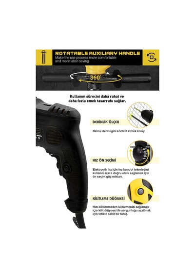 Assur ASR208 500W 13MM Elektrikli Matkap Siyah