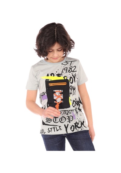 Toontoy Kids Toontoy Erkek Çocuk Armalı Önü Yazı Baskılı Tişört Yeşil
