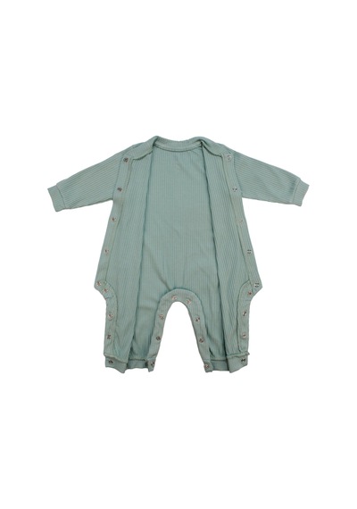 Bebegen Unisex Su Yeşili Fitilli Düğümlü Bereli Çıtçıtlı Tulum Çok Renkli