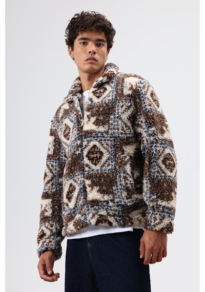 Vamos Oversize Peluş Mont Kahverengi