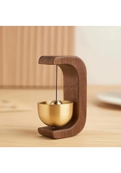 Mallart Masif Ahşap Ve Pirinç Kapı Zili Rüzgar Çanı Manyetik Yapıştırıcılı/cam Kapı Uyumlu Minimal Dekoratif Kapı Çanı Ev Ofis Dükkan Giriş Zili