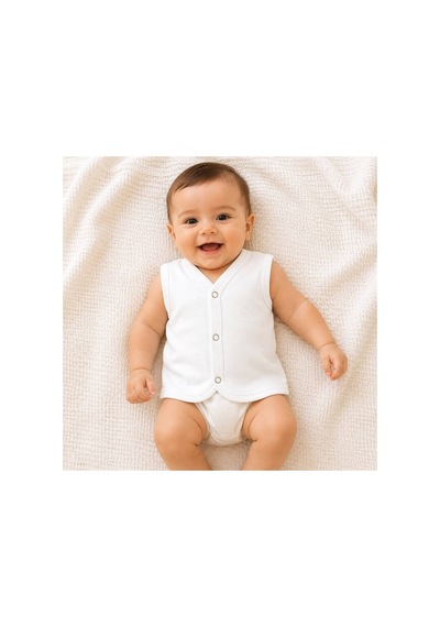 H&c Coolboy H&c %100 Pamuklu 3'lü Bebek Yeleği Çıtçıtlı Kolsuz İç Yelek Beyaz