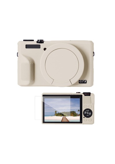 K&f Concept Canon G7x Mark Iıı Beige Krem Slikon Kılıf