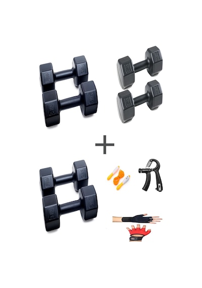 Ps Spor 3 Çift Dambıl Set 3 Kg + 4 Kg +5 Kg + Eldiven Ayarlanabilir Sayaçlı Yay Ve Atlama İpi