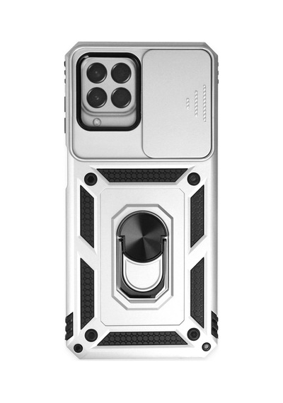 Uryport Samsung Galaxy Uyumlu M33 Kılıf Pars Lens Yüzüklü Silikon - Gümüş