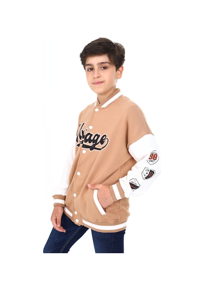 Toontoy Erkek Çocuk Baskılı Kolej Hırka Kahverengi