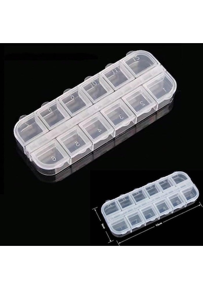 Organizer Malzeme Kutusu 12 Bölmeli Şeffaf Pbb040-13 18 Setbox 13x5x1,5mm Şeffaf