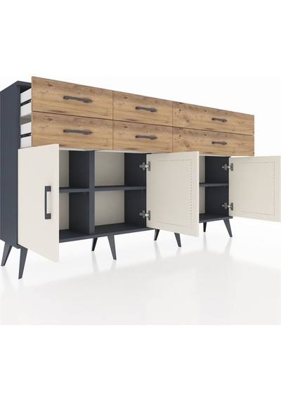Arges Konsol 3 Raflı 6 Çekmeceli 4 Kapaklı 176x30x99 Antrasit-aytaşı/çam Aytası/atlas Çam - Antrasıt Arges Konsol 3 Raflı 6 Çekmeceli 4 Kapaklı 176x30x99 Antrasit-aytaşı/çam Aytası/atlas Çam - Antrasıt