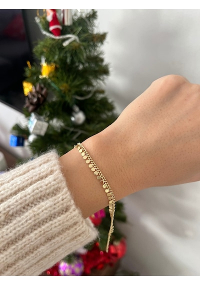 Kadın 14k Xuping Gold Çelik Vip Özel Seri Bileklik Pul Bileklik Altın