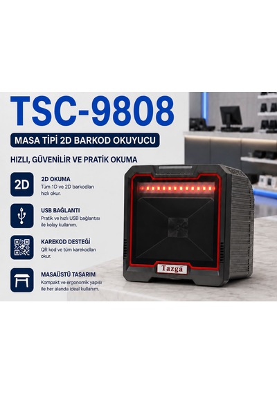 Tazga Tsc 9808 Masa Tipi 2d Aynalı Barkod Okuyucu