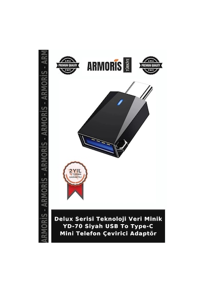 Delux Serisi Teknoloji Veri Minik Yd-70 Siyah Usb To Type-c Mini Telefon Çevirici Adaptör