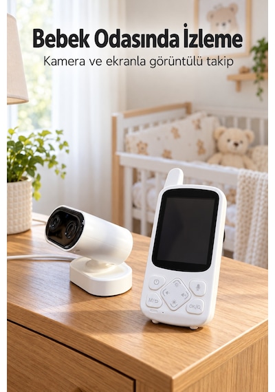 Ninni Çalma Özellikli Kameralı Ve Ekranlı Bebek Telsizi Çok Renkli