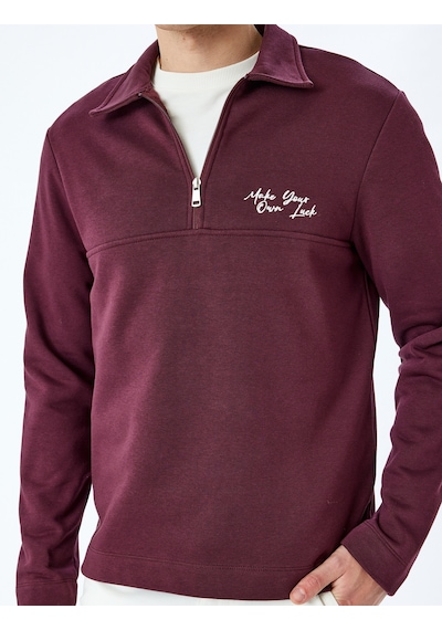 Koton Slogan İşlemeli Pamuk Karışımlı Şardonlu Dikiş Detaylı Yarım Fermuarlı Sweatshirt Bordo 5wam70263mk Koton Slogan İşlemeli Pamuk Karışımlı Şardonlu Dikiş Detaylı Yarım Fermuarlı Sweatshirt Bordo 5wam70263mk