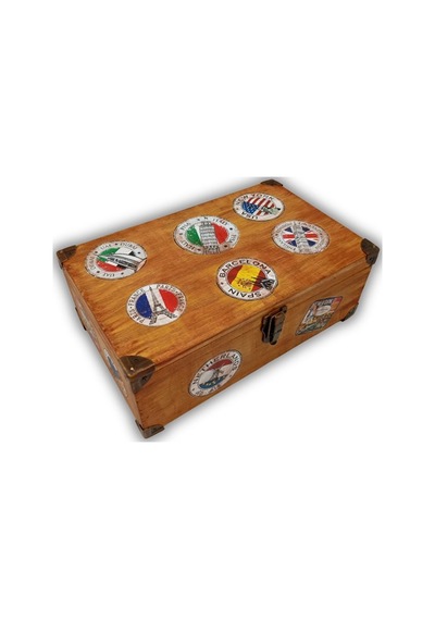 Seyahat Temalı Vintage Ahşap Dekoratif Kutu Hediyelik