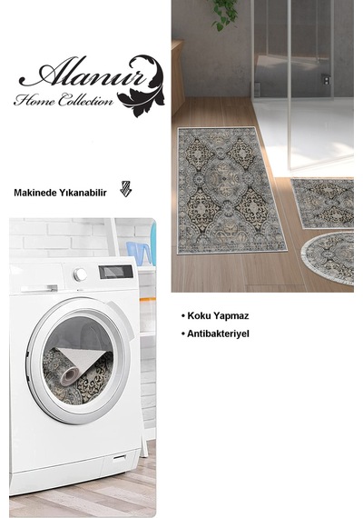 Dekoreko Kaymaz Taban Djt 3 Lü Banyo Paspas Takımı Trend Karışık Modern 659m Bej