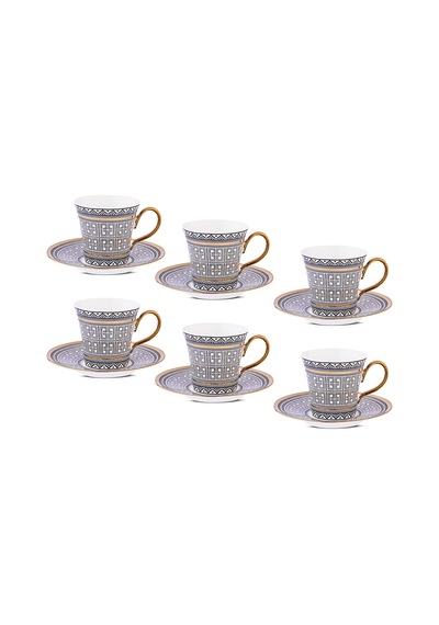 Aryıldız Kingham 12 Parça 6 Kişilik Kahve Fincan Takımı Siyah 90 Ml Çok Renkli