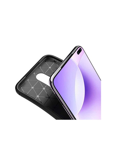 Xiaomi Redmi K30 Karbon Desenli Negro Silikon Kılıf Siyah