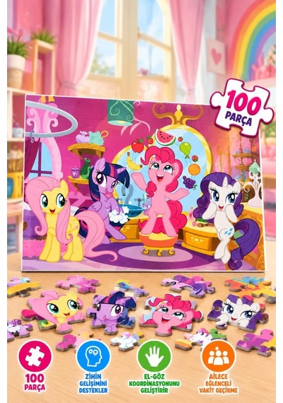 100 Parça Unicorn Çocuk Puzzle Eğitici Oyuncak El-göz Koordinasyonunu Destekleyen Yapboz