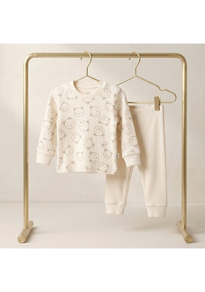 Sebi Bebe Ayıcık Kafa Pijama Takımı 9323 Krem