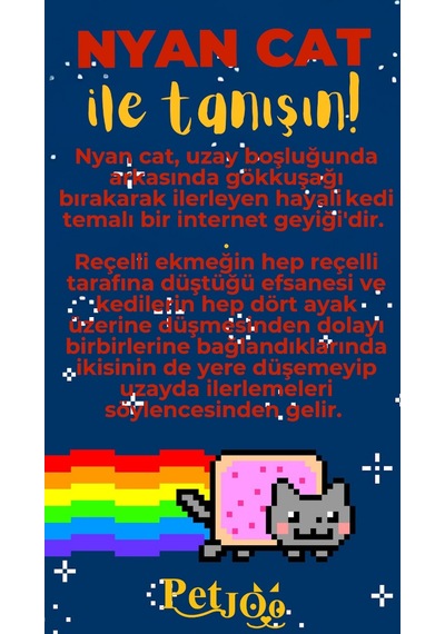 Petjoo 2.Nyan Cat Sarı-Kırmızı Qr'lı Kedi Künyesi