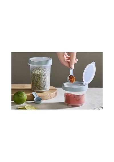 Orret Home Kaşıklı Şeffaf Kilitli Tekli Baharatlık Pp Plastik Pul Biber Kekik Baharat Kabı Kapaklı Mutfak Baharat Diğer