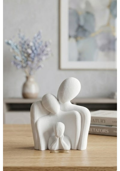 Minimalist Aile Biblosu Modern Dekoratif Anne Baba Çocuk Heykeli Beyaz Aile - Anne, Baba Ve Çocuk - 858690790