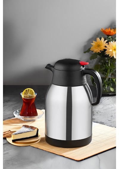 Star Termos 2 Litre Çift Kat Paslanmaz Çelik Termos Piknik Kamp Outdoor Ofis Otel Kafe Okul Sth - 6156 Siyah