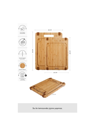 Karaca  Roy Bamboo 2'li Pro Kesme Tahtası
