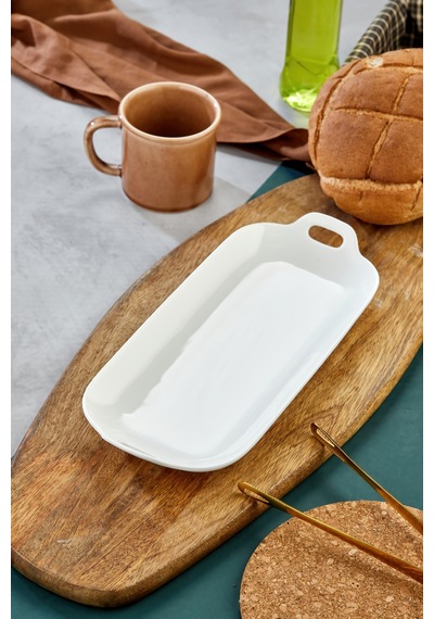 31 Cm Porselen Kulplu Sunum Ve Kahvaltılık Tabağı Beyaz - 757308163 Beyaz