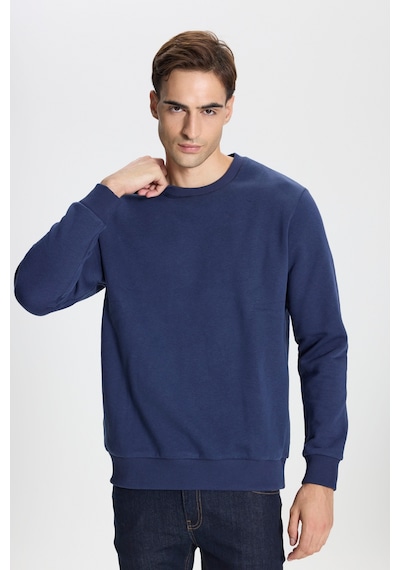 George Henry Standart Fit Normal Kesim Pamuklu Bisiklet Yaka Sweatshirt Lacivert
