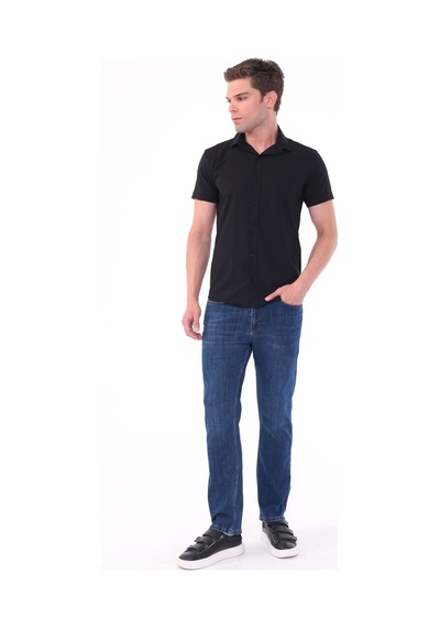 Blayn Jeans Erkek Tint Efekt Diz İzi Yapmayan Pamuklu Esnek Denim Jean Kot Pantolon Regular Kalıp Koyu Lacivert