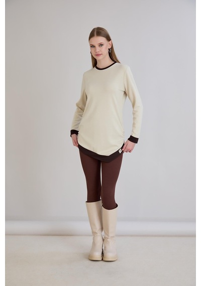 Sortie Collection Yanları Büzgülü Bluz Bej