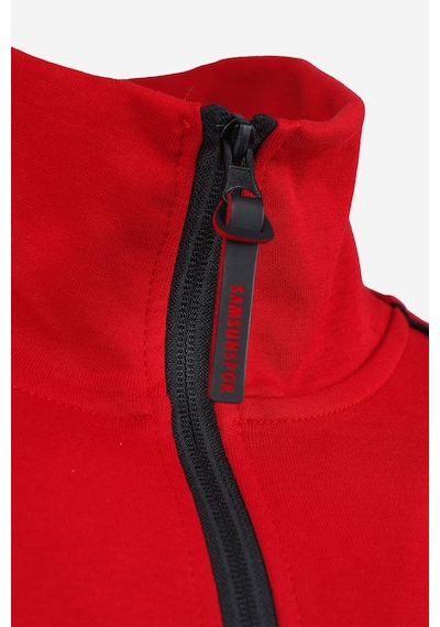 Yarım Fermuarlı Sweat Kırmızı