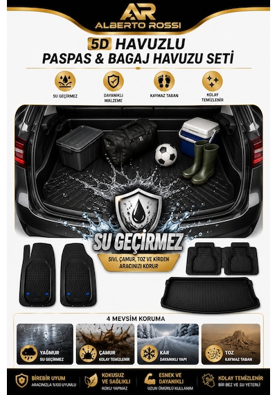 Chery Omoda 5 2022+ Uyumlu Araca Özel 3d Bagaj Havuzu Ve Paspas Venüs Siyah